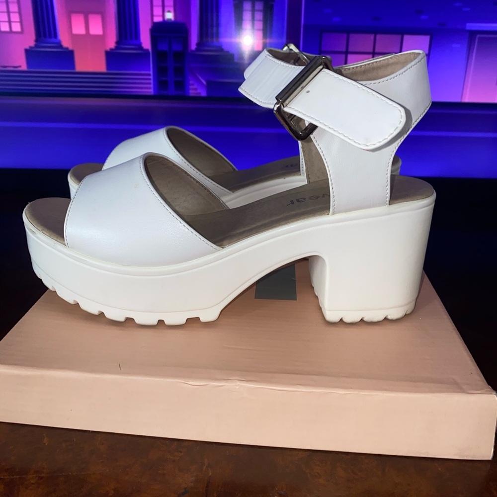 White platform sandals